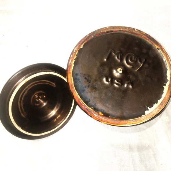McCoy Vintage Cookie Jar Cabin Cottage Decor Rustic Bronze PotteryTeapot - Picture 8 of 8